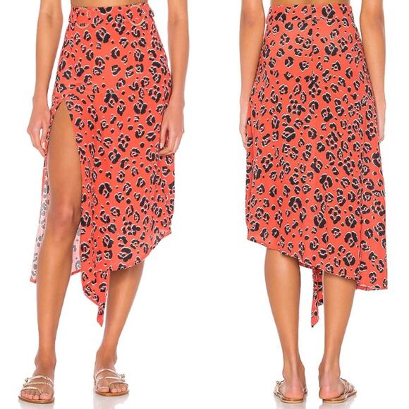 NWT Suboo Zanzibar Animal Print Belted Midi Skirt Beach Pool Resort Casual Sz 6 - Picture 2 of 12